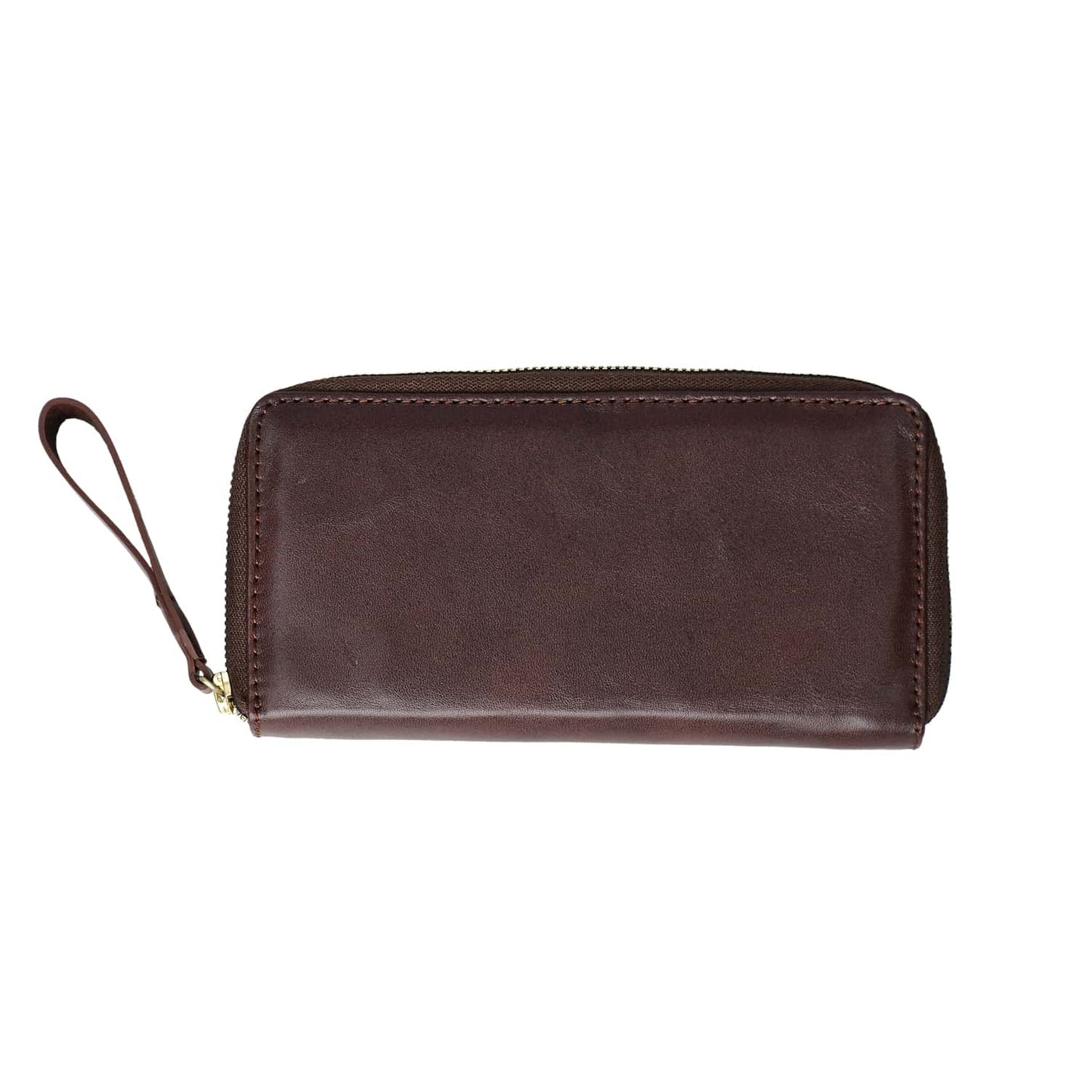 GULPOSH Executive Leather Zip-Around Clutch & Wristlet (Classic Brown Edition)