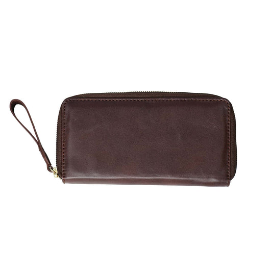 GULPOSH Executive Leather Zip-Around Clutch & Wristlet (Classic Brown Edition)