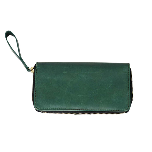 GULPOSH Executive Leather Zip-Around Clutch & Wristlet (Emerald Edition)