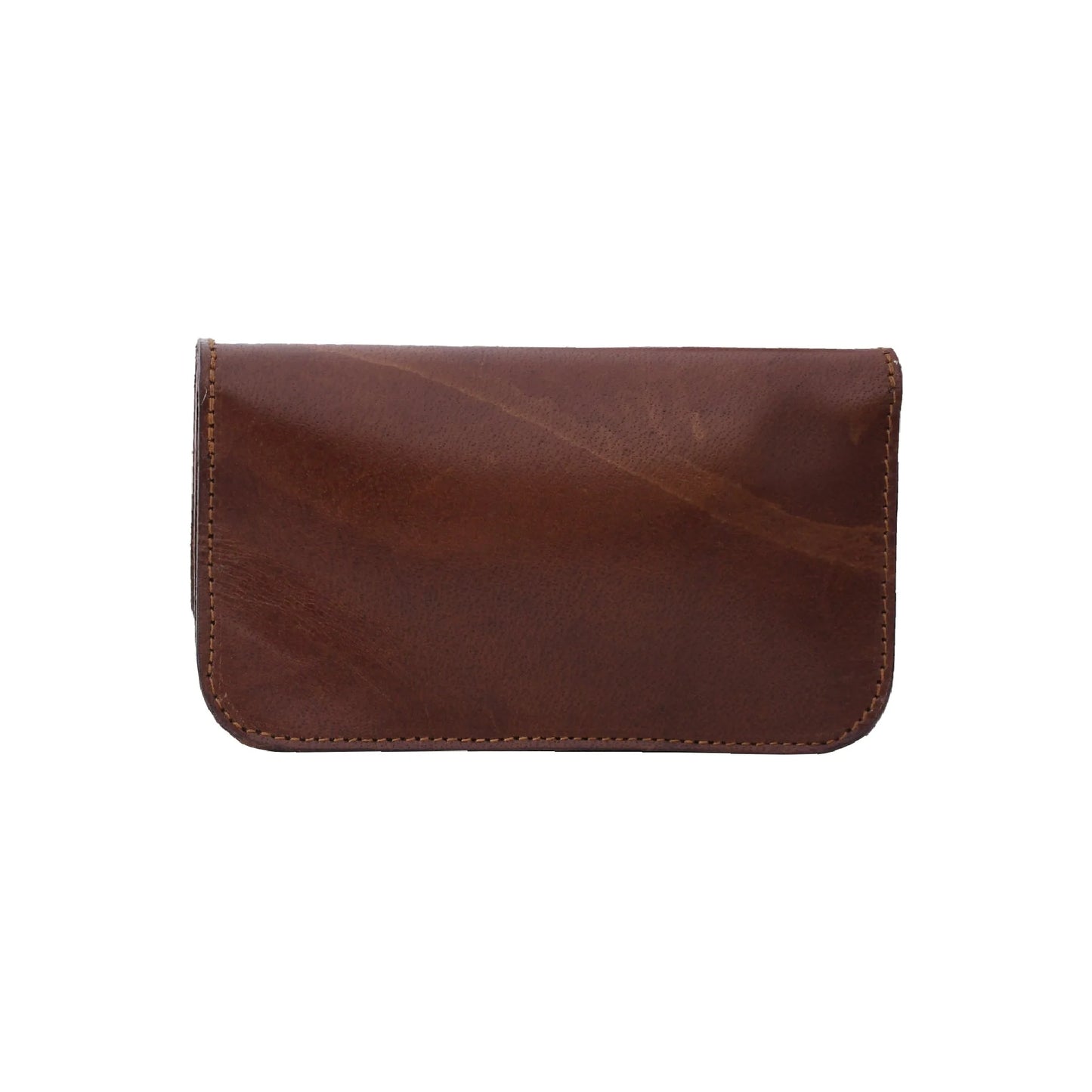 Rugged Distressed Leather Mid-Size Trucker Wallet with Belt Loop Chain Link (Mahogany Brown Edition)