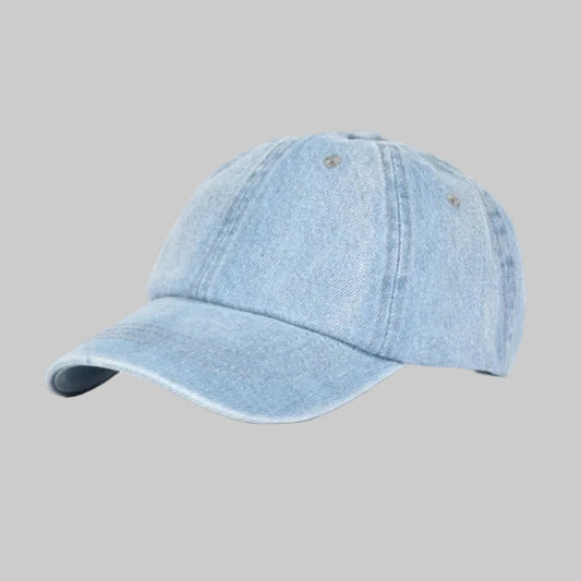 Vintage Light-Wash Denim Dad Hat (Sky Blue)