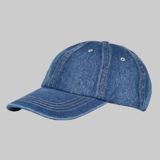 Vintage Medium-Wash Denim Dad Hat (Indigo Blue).