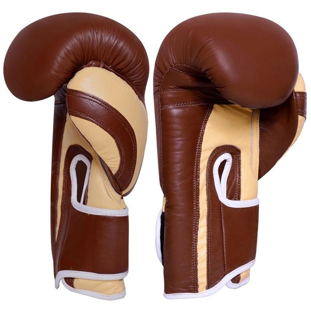 Heritage-Series "Retro-Wave" Hook-and-Loop Training Gloves (Tan, Walnut & Cream Multi-Panel Edition)