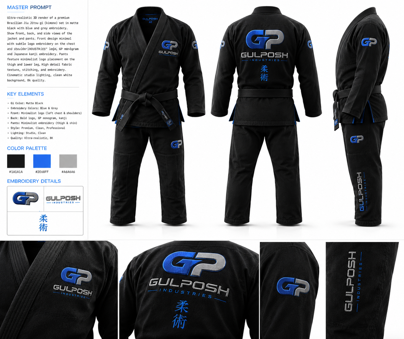 GULPOSH "Stealth Tech" Premium BJJ Gi (Black Edition)