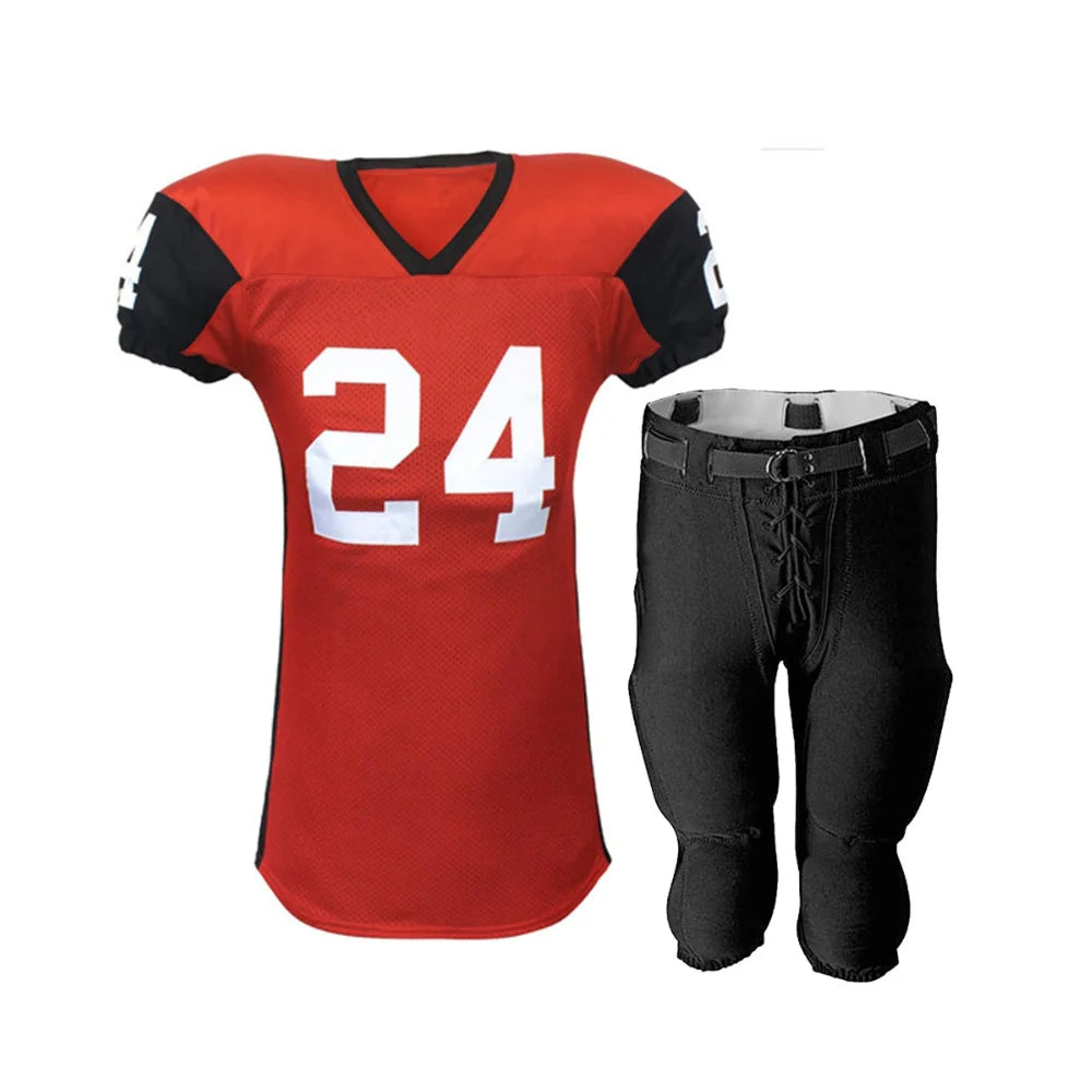 Crimson & Stealth Black American Football Uniform.