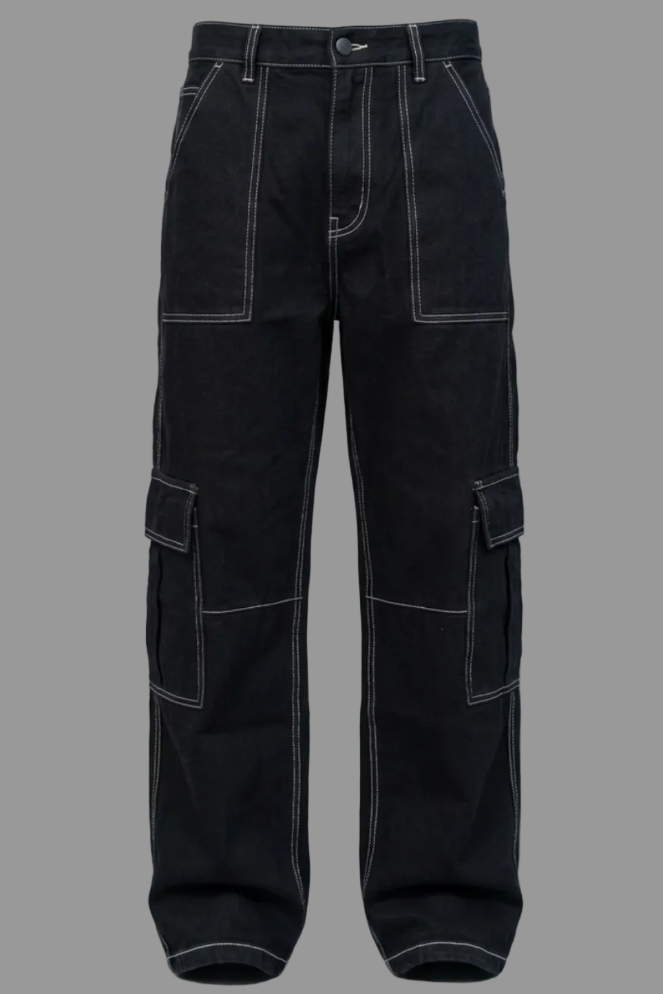 Gulposh Luxe Matrix Contrast-Stitch Denim Cargoes Deep Onyx
