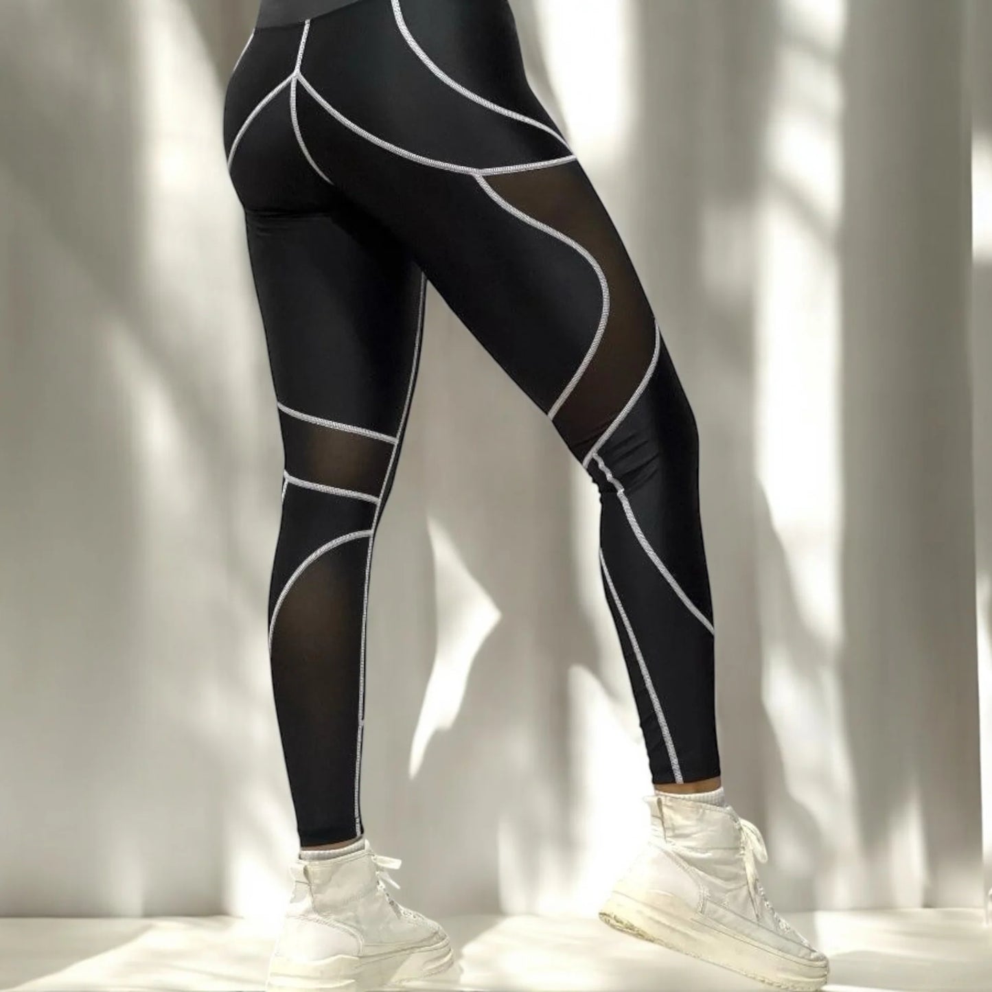 Gulposh Luxe "Cascade Mesh" Panel Fitness Leggings