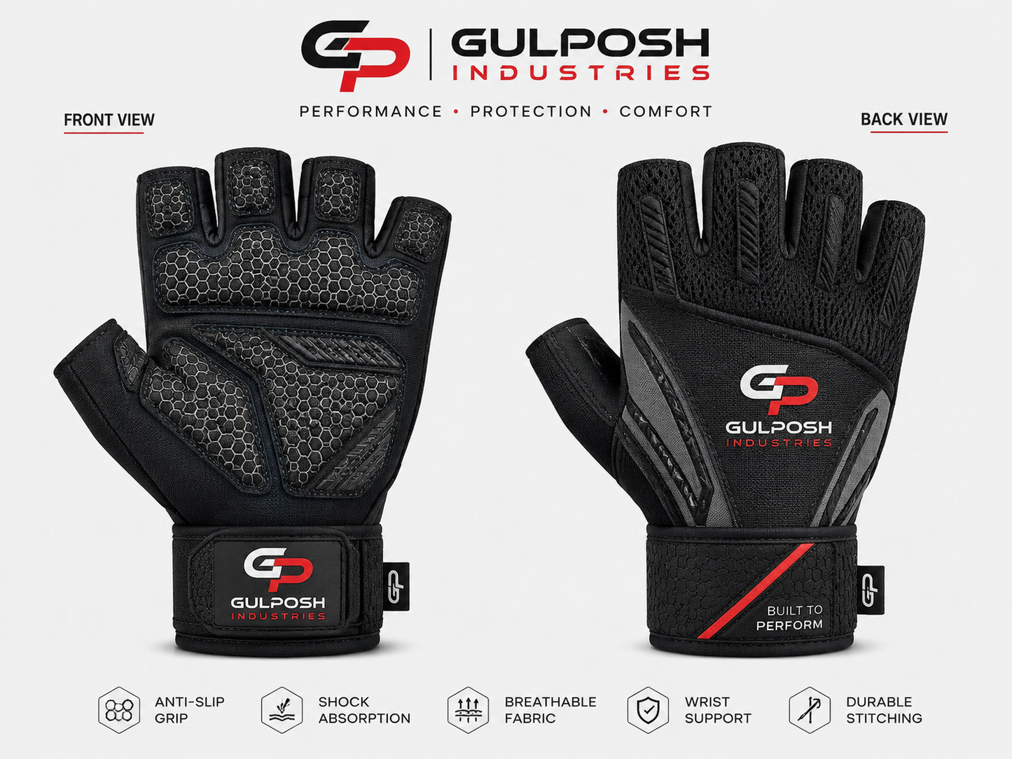 Gulposh ProGrip Half-Finger Tactical & Fitness Gloves