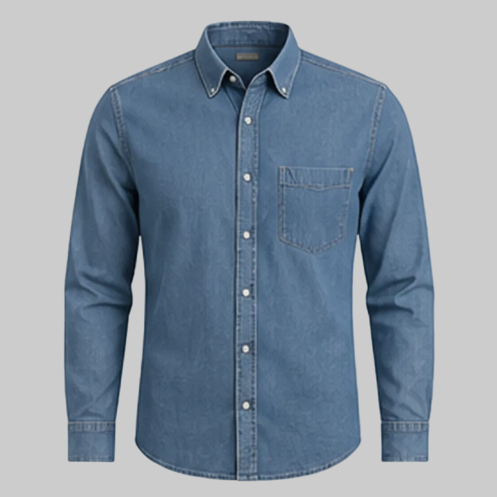 Men’s Classic Blue Denim Style Shirt