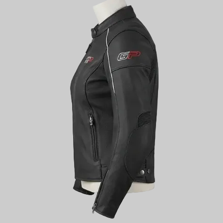 GP Leather Jacket (Black with White Piping)