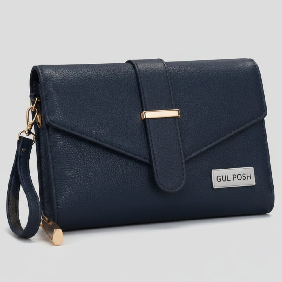 Gul Posh Classic Strapped Leather Clutch / Wristlet Organizer