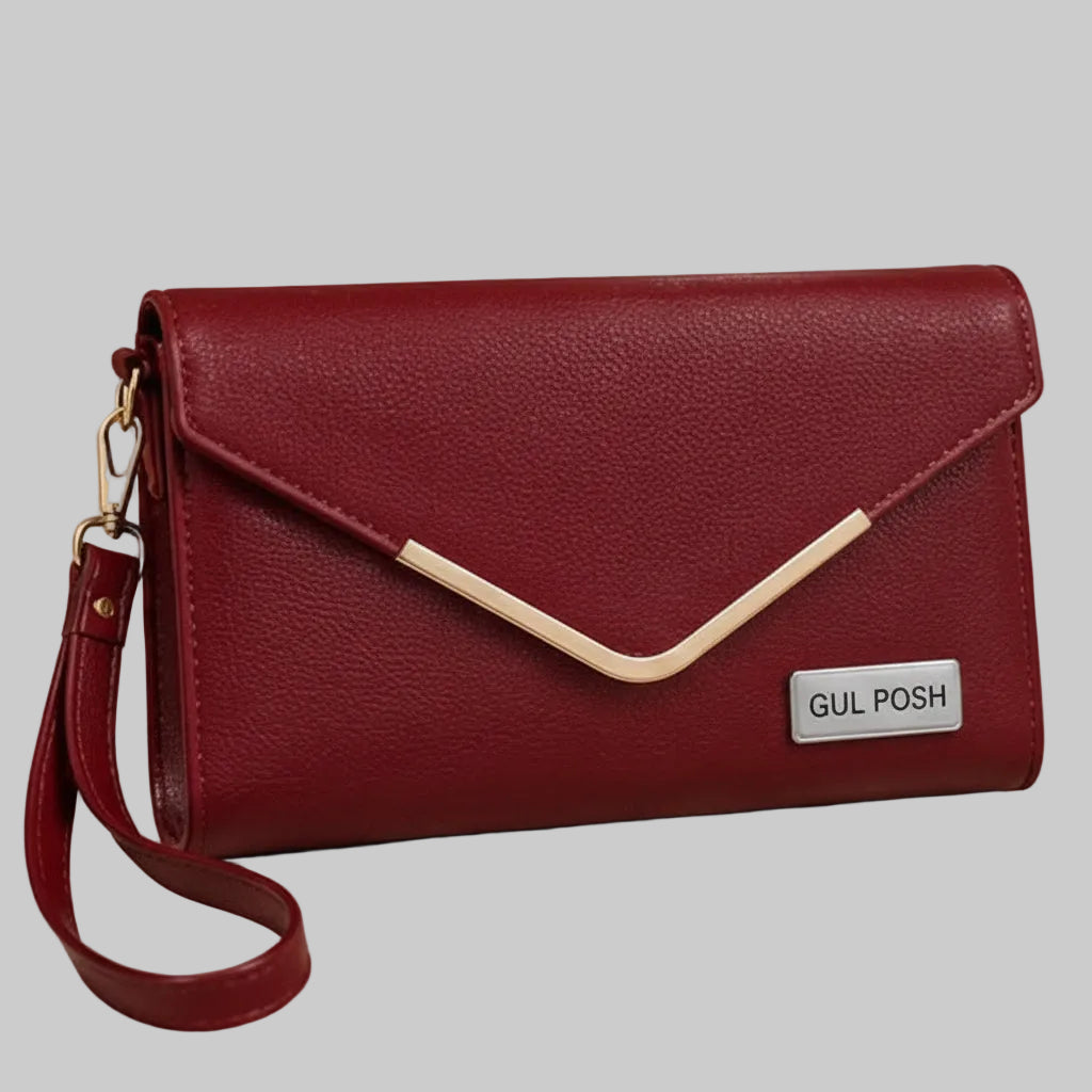 Gul Posh Envelope Leather Clutch / Wristlet Wallet