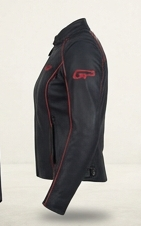 SPIDI GP Leather Jacket (Black / Red Piping)