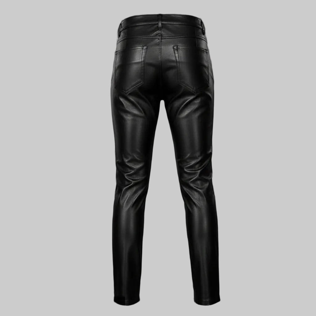 GP Women's High-Waisted Straight-Leg Black Leather Pants