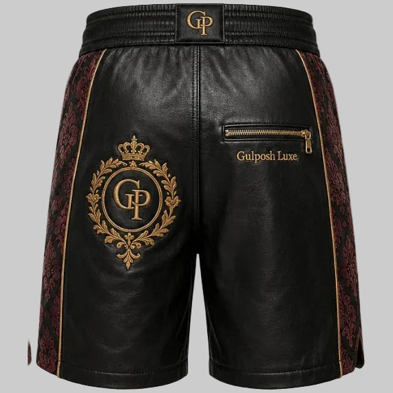 Gulposh Luxe Imperial Baroque Leather Shorts
