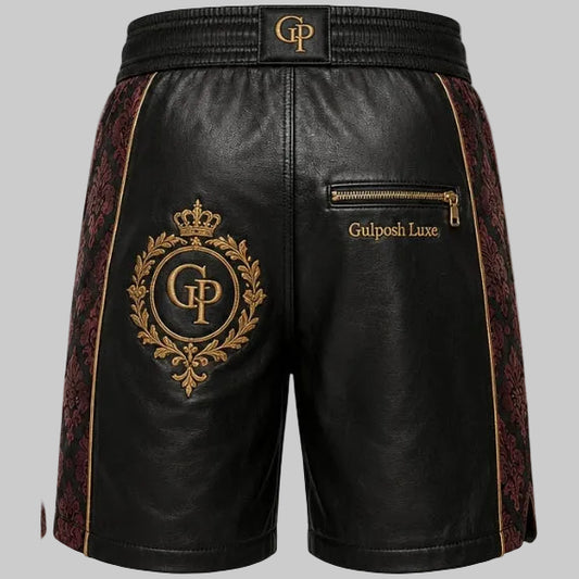 Gulposh Luxe Imperial Baroque Leather Shorts