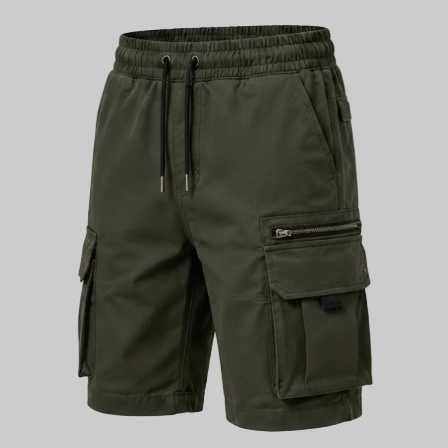 Dark Olive Tech Zip Cargo Shorts