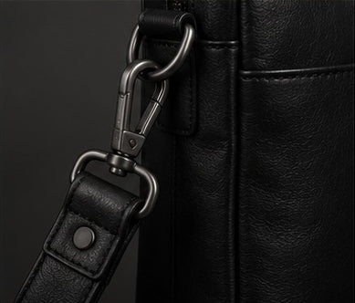 Premium Black Leather Laptop Briefcase