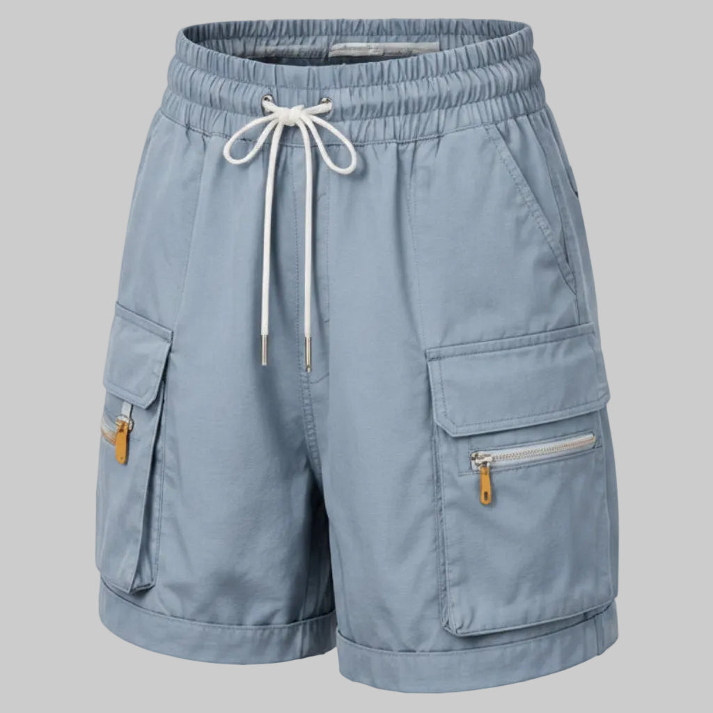 Women's High-Waisted Smocked Drawstring Cargo Shorts