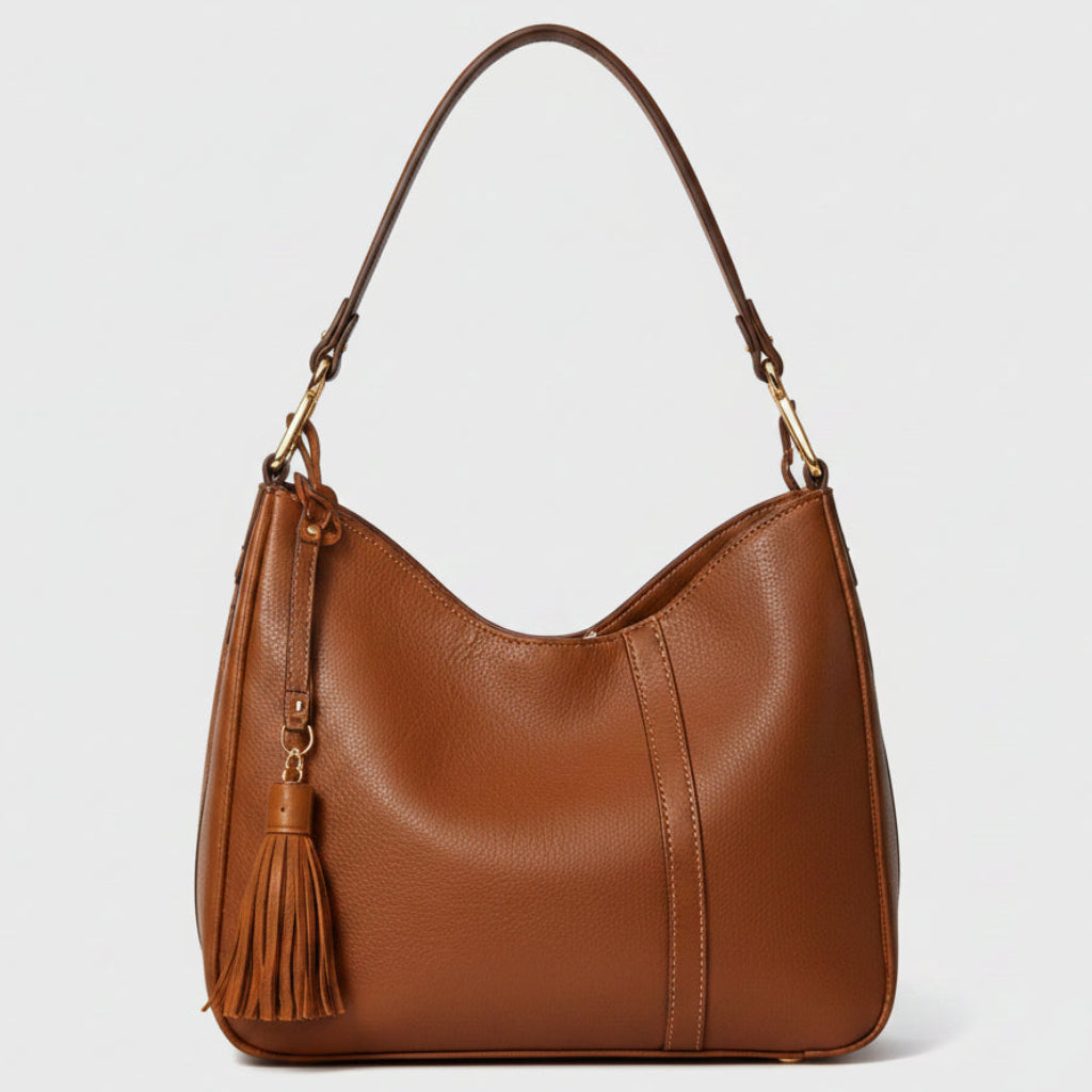 Classic Leather Tassel Hobo Shoulder Bag