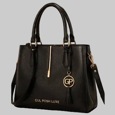 Gul Posh Luxe Signature Black Leather Tote Bag