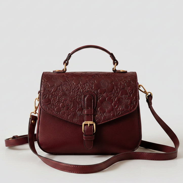 Vintage Embossed Satchel Crossbody Bag