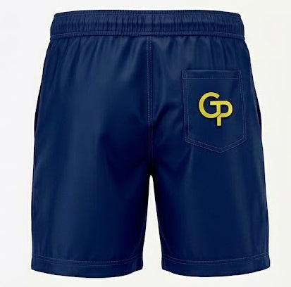 Gulposh Premium Men's Quick-Dry Swim Trunks (Navy Blue & Yellow Edition).