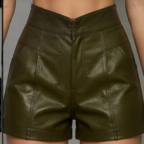 Gulposh Industries High-Waisted Tailored Leather Shorts