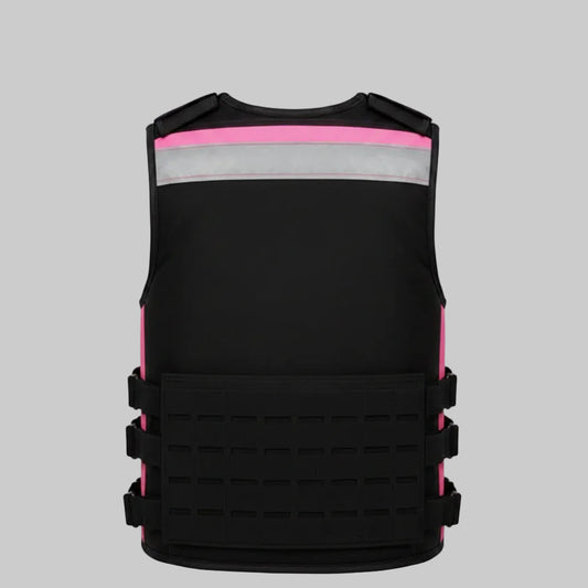 Gulposh Women's Hi-Vis Reflective Multi-Pocket Tactical Vest (Black & Pink)