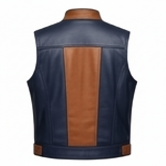 Men's Dual-Zip Two-Tone Leather Moto Vest (Wolverine-Inspired Panel Styling)