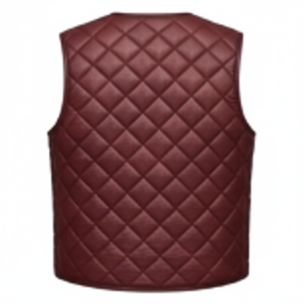 Men's Diamond-Quilted Leather Vest (V-Neck Snap-Button Waistcoat)