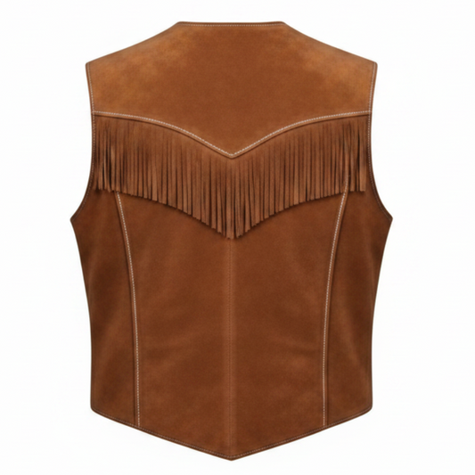 Men's Western Suede Fringe Vest (Classic Cowboy Waistcoat)