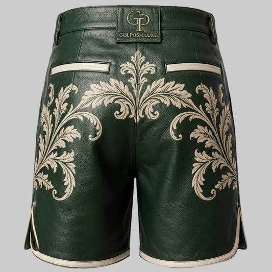 Custom Luxury Floral Leather Shorts