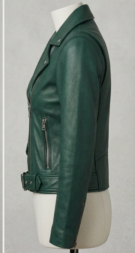 Women’s Emerald Green Classic Leather Moto Jacket