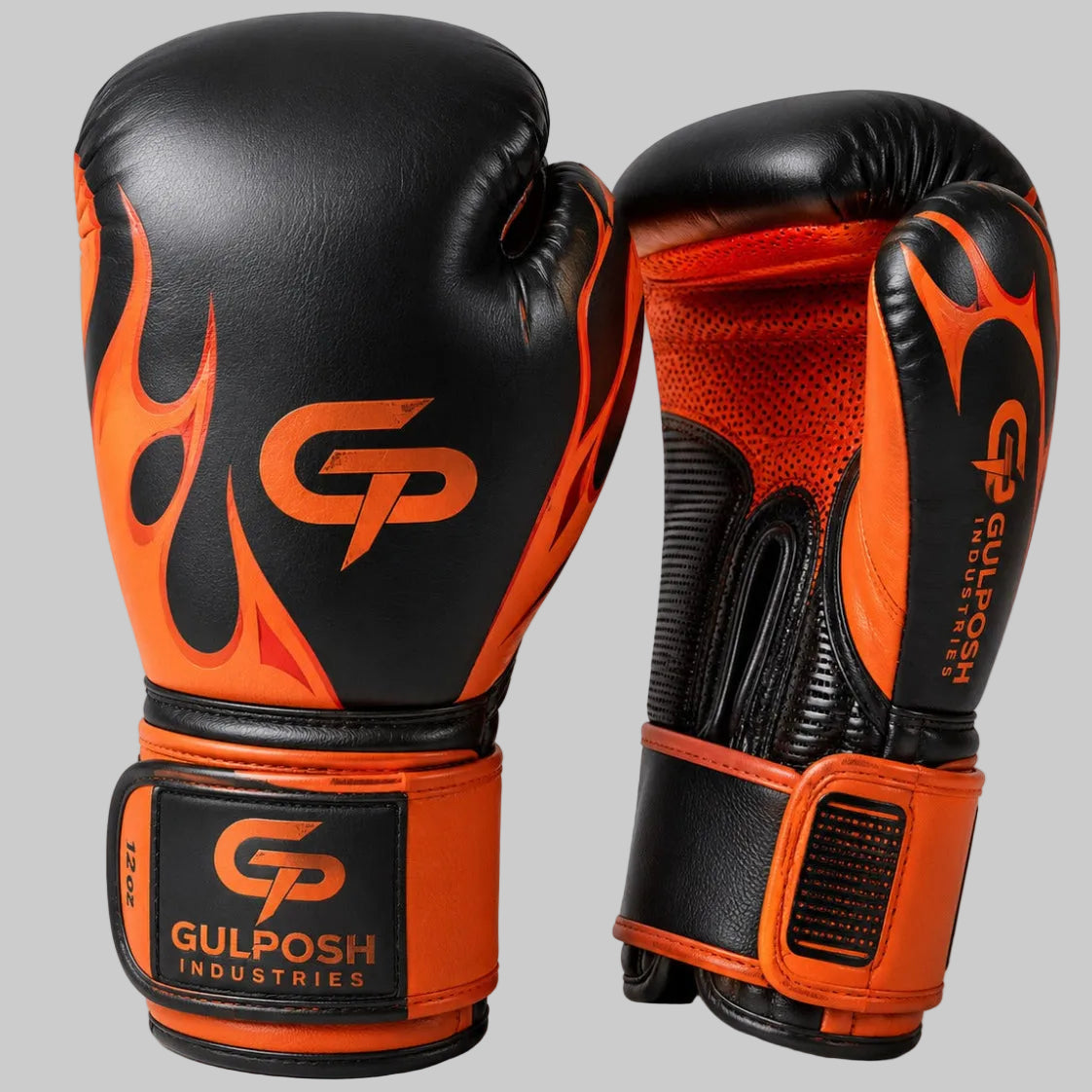 Gulposh Industries Spitfire Series Black & Orange Flame Boxing Gloves
