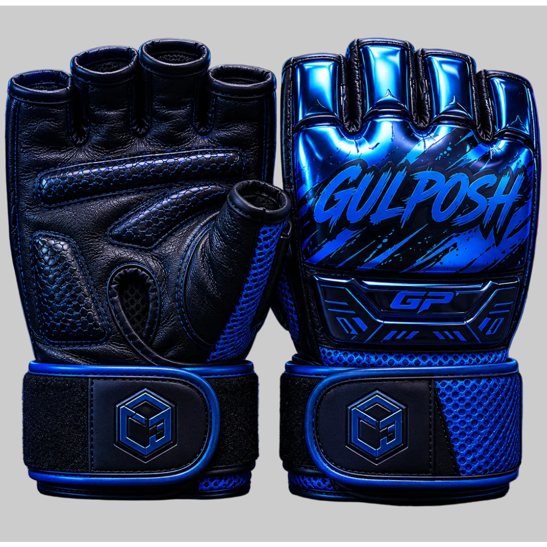 Gulposh "Volt Blue" Pro MMA Grappling Gloves (GP Chrome Edition)