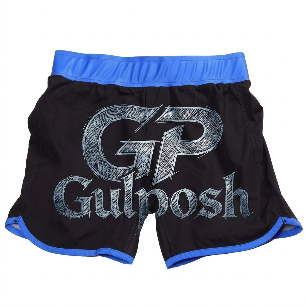 Gulposh Pro Series Vale Tudo & Grappling Shorts (Matte Black / Electric Blue).