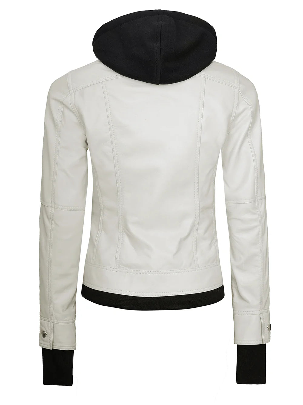Women's Casual Zip-Style Hooded Leather Jacket