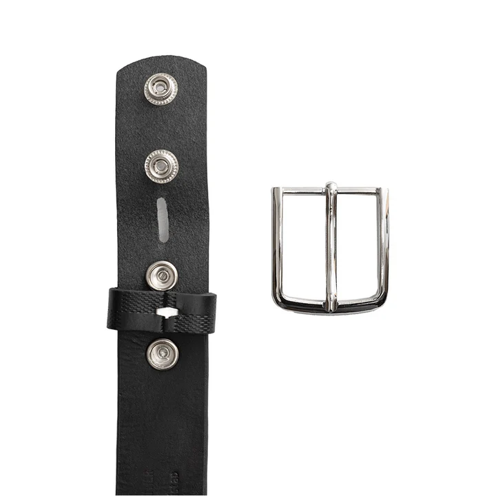 Premium Checkered Leather Belt Graphite Edition