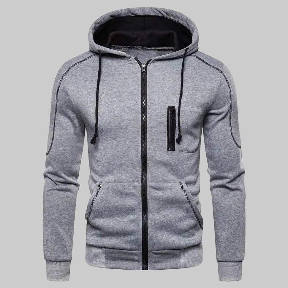 Urban Tech Contrast-Stitch Zip Hoodie