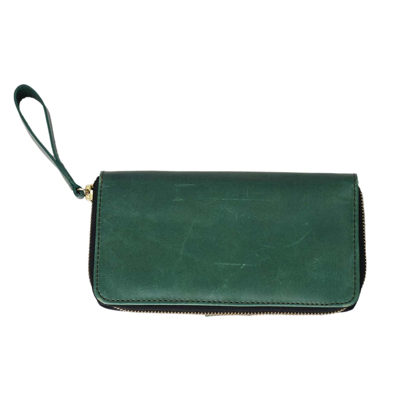 GULPOSH Executive Leather Zip-Around Clutch & Wristlet (Emerald Edition)