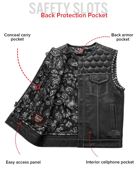 "The Hornet" Men's Club Style Leather Vest