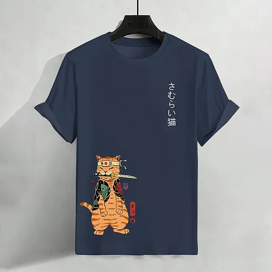 Gulposh Neko-Samurai Japanese Graphic Tee