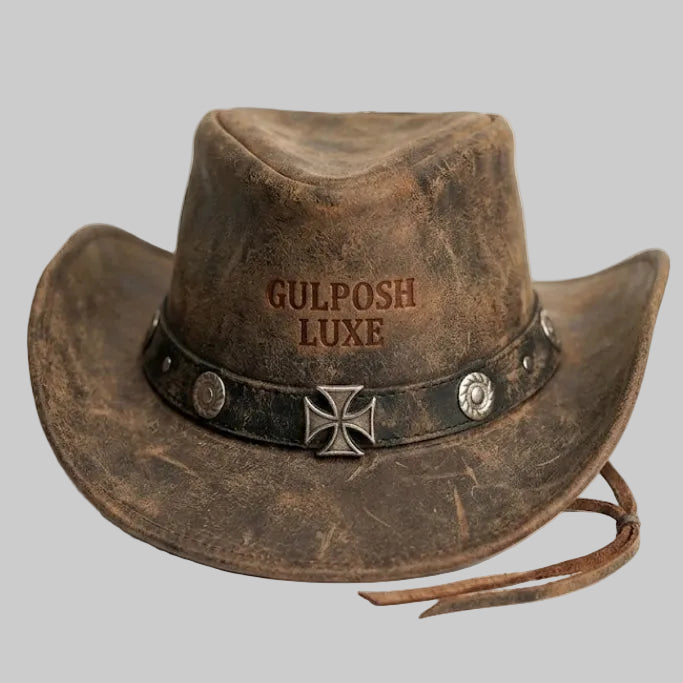 Gulposh Luxe Frontier Distressed Leather Cowboy Hat
