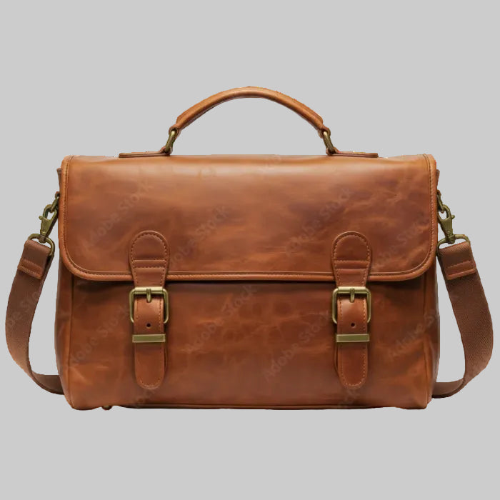 Vintage Leather Messenger Laptop Bag