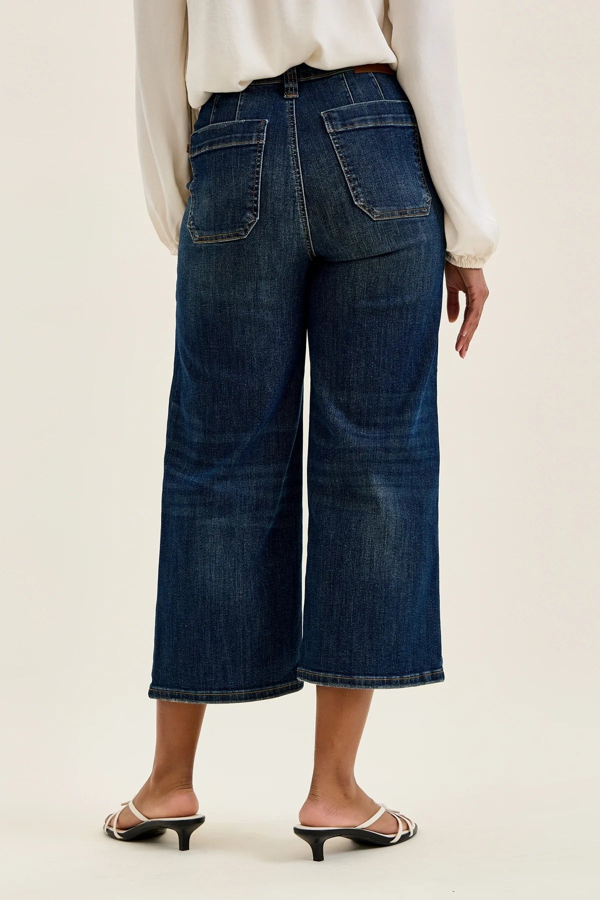 Gulposh Luxe "Utility-Front" Wide-Leg Crop Trousers