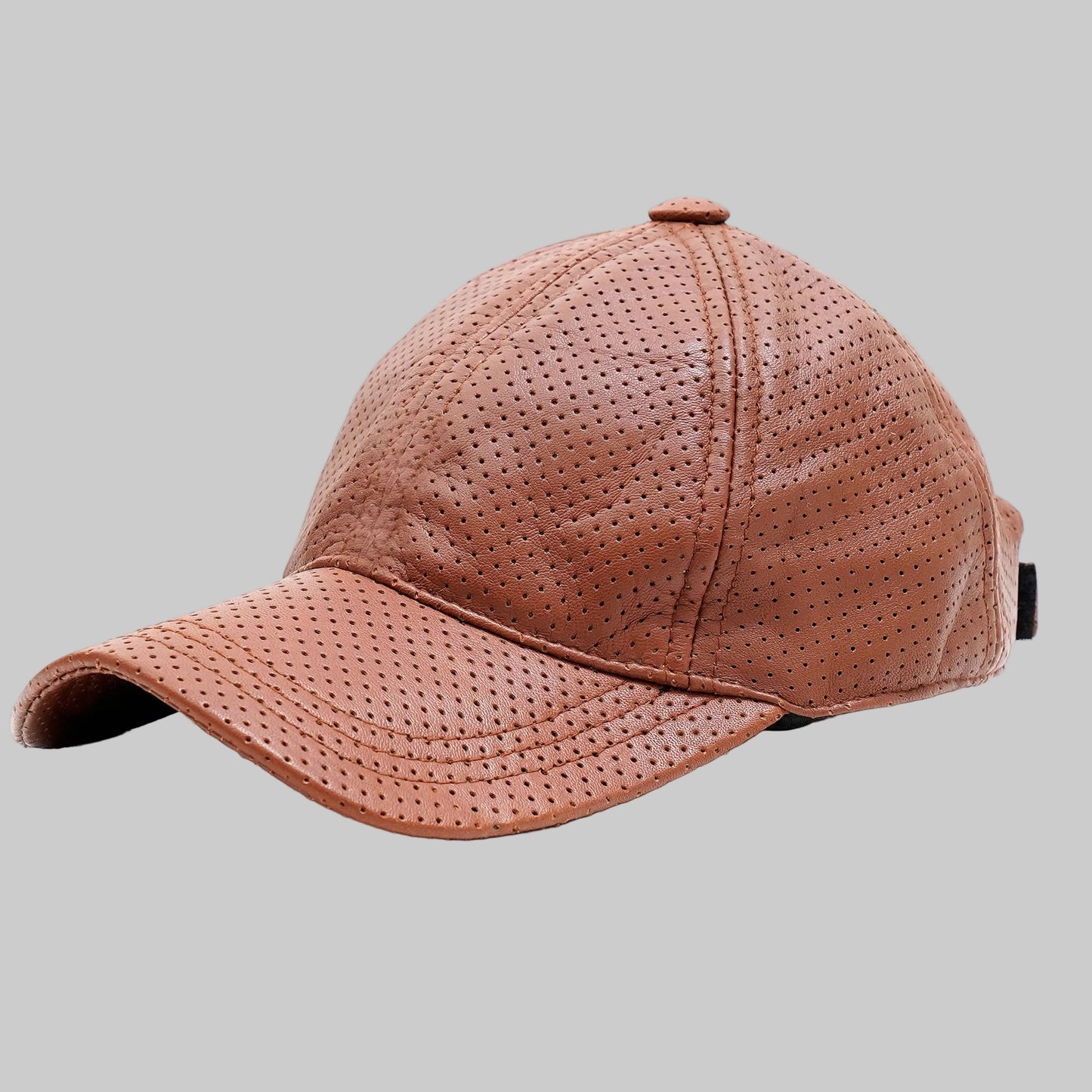 Gulposh Heritage Perforated Leather Baseball Cap (Tan/Cognac Edition)