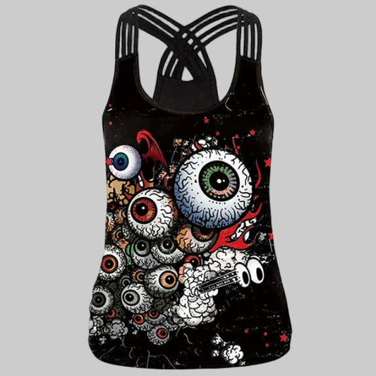 Gulposh Luxe Psychedelic Eyeball Sublimated Lattice Tank