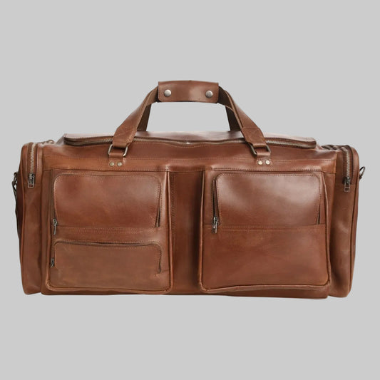 Large Capacity Leather Weekender Duffle Bag