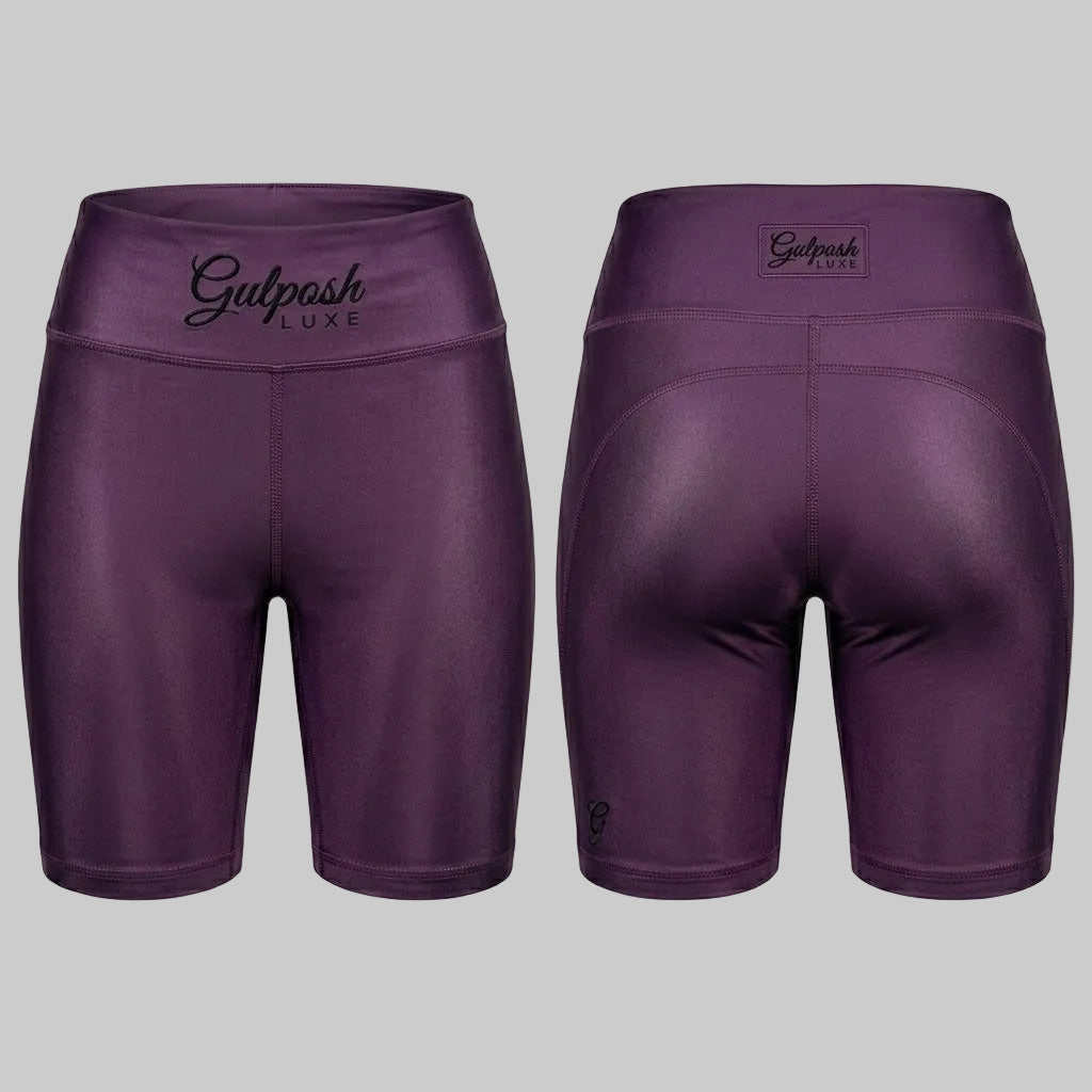 Gulposh Luxe Amethyst Shimmer Training Shorts (Midnight Plum Edition)